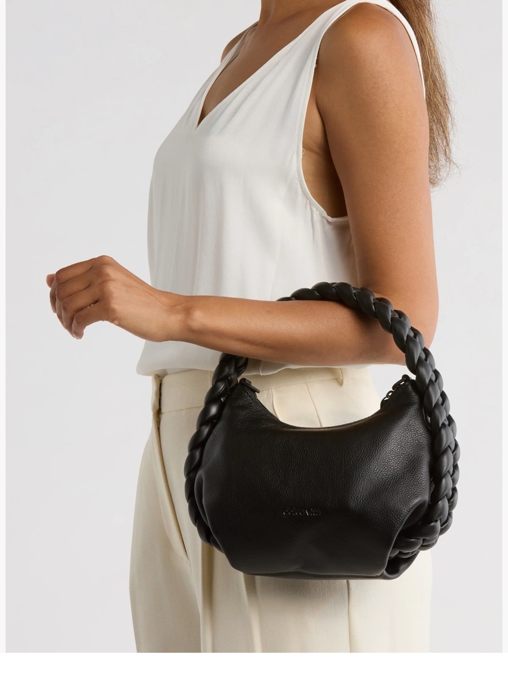 Dolce Vita Pippa 100% leather black pebbled braided purse handbag